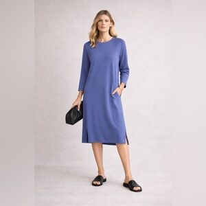 Eileen Fisher Women’s Hydra Dress NWT $178 Blue Minimalist Midi Tunic Sz M